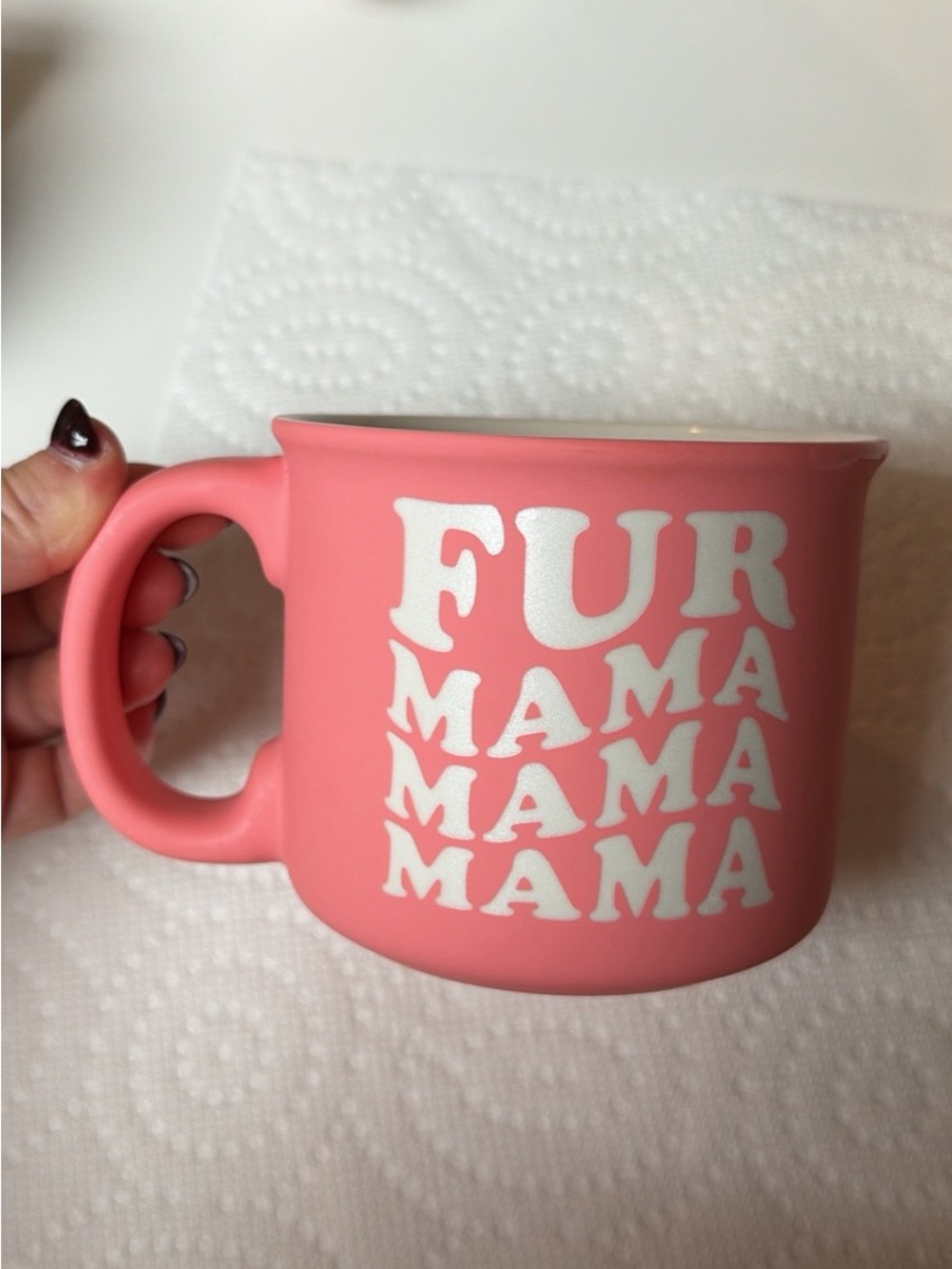 Pink 'Fur Mama' Ceramic Coffee Mug - Stylish Pet Lover Gift